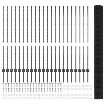 Zaun mit Pfosten Grau 1,4 x 50 m Stahl und PVC