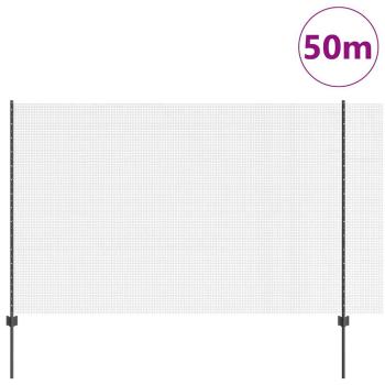 Zaun mit Pfosten Grau 1,5 x 50 m Stahl und PVC