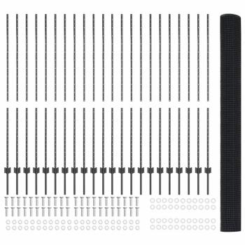Zaun mit Pfosten Grau 1,5 x 50 m Stahl und PVC
