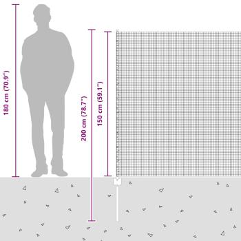 Zaun mit Pfosten Grau 1,5 x 50 m Stahl und PVC