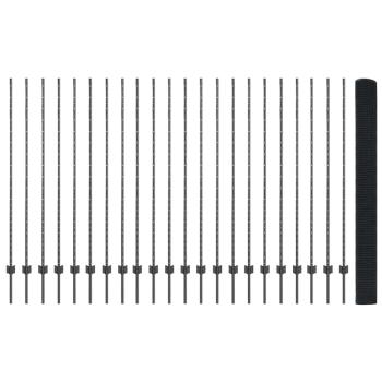 Zaun mit Pfosten Grau 1,5 x 50 m Stahl und PVC
