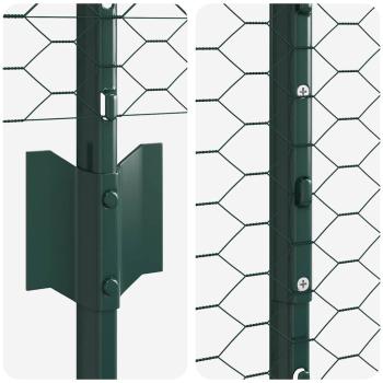 Zaun mit Pfosten Grün 1,2 x 10 m Stahl und PVC