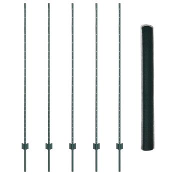 Zaun mit Pfosten Grün 1,6 x 10 m Stahl und PVC