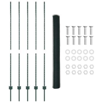 Zaun mit Pfosten Grün 1,6 x 10 m Stahl und PVC
