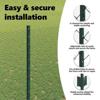 Zaun mit Pfosten Grün 1,6 x 10 m Stahl und PVC