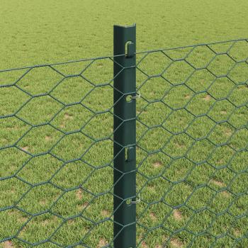 Zaun mit Pfosten Grün 1,2 x 25 m Stahl