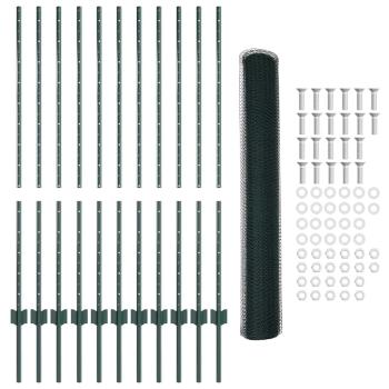 Zaun mit Pfosten Grün 1,2 x 25 m Stahl