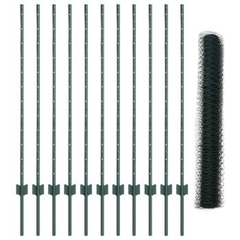 Zaun mit Pfosten Grün 1,2 x 25 m Stahl