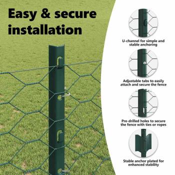 Sechseckiger Zaun mit Pfosten 25 x 1,2 m Grün Netz