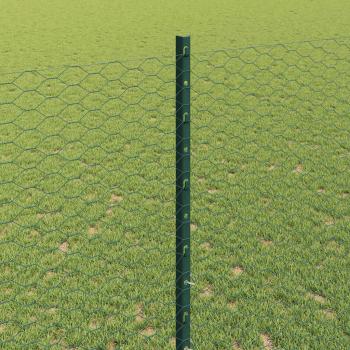 Zaun mit Pfosten Grün 1,4 x 25 m Stahl