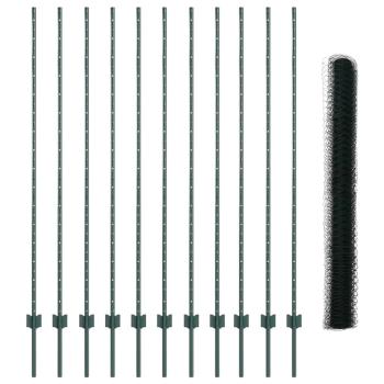 Sechseckzaun mit Pfosten 25 x 1,5 m PVC-beschichteter Stahl