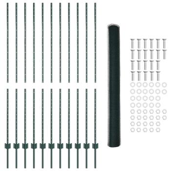 Zaun mit Pfosten Grün 1.6 x 25 m Stahl und PVC