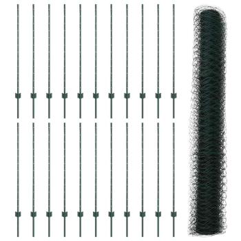 Sechseckzaun mit Pfosten 50 x 1,2 m PVC-beschichteter Stahl