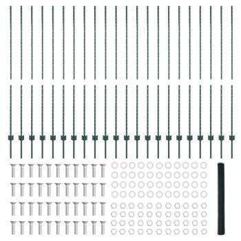 Zaun mit Pfosten Grün 1,6 x 50 m Stahl und PVC