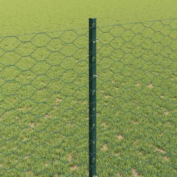 Zaun mit Pfosten Grün 1,4 x 100 m Stahl und PVC