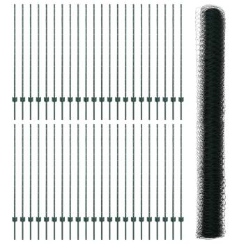 Zaun mit Pfosten Grün 1,4 x 100 m Stahl und PVC