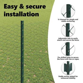 Zaun mit Pfosten Grün 1,6 x 100 m Stahl und PVC