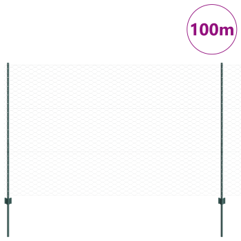 Zaun mit Pfosten Grün 1,6 x 100 m Stahl und PVC