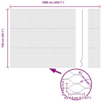 Zaun mit Pfosten Grau 1,5 x 10 m Stahl und PVC