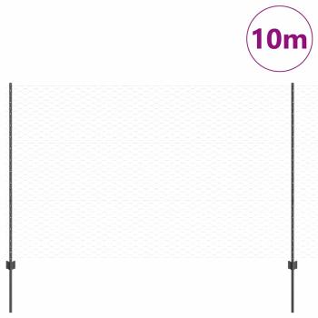 Zaun mit Pfosten Grau 1,5 x 10 m Stahl und PVC