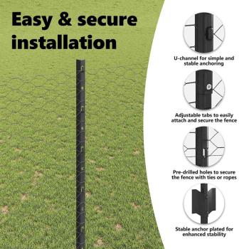 Zaun mit Pfosten Grau 1,6 x 10 m Stahl und PVC