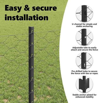 Zaun mit Pfosten Grau 1 x 25 m Stahl