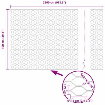 Zaun mit Pfosten Grau 1 x 25 m Stahl