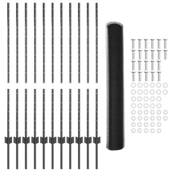 Zaun mit Pfosten Grau 1,2 x 25 m Stahl