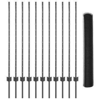Sechseckzaun mit Pfosten 25 x 1,2 m PVC-beschichteter Stahl