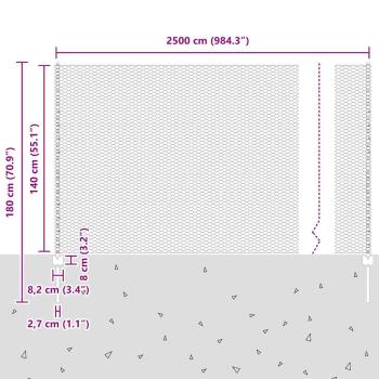Zaun mit Pfosten Grau 1,4 x 25 m Stahl