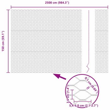 Zaun mit Pfosten Grau 1,5 x 25 m Stahl