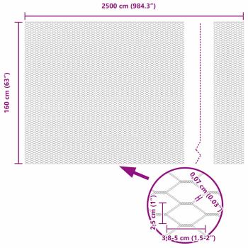 Zaun mit Pfosten Grau 1.6 x 25 m Stahl und PVC