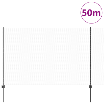 Zaun mit Pfosten Grau 1,6 x 50 m Stahl und PVC