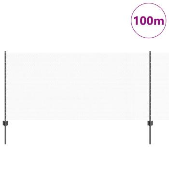 Zaun mit Pfosten Grau 1 x 100 m Stahl und PVC
