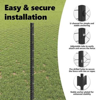 Zaun mit Pfosten Grau 1 x 100 m Stahl und PVC