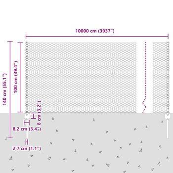 Zaun mit Pfosten Grau 1 x 100 m Stahl und PVC