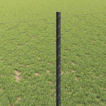 Zaun mit Pfosten Grau 1 x 100 m Stahl und PVC