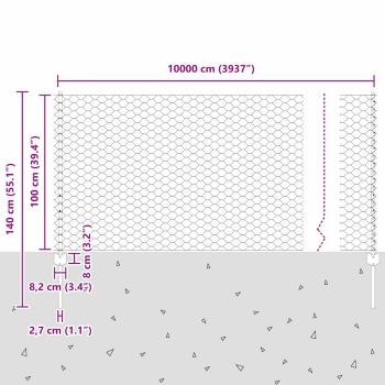 Zaun mit Pfosten Grau 1 x 100 m Stahl und PVC