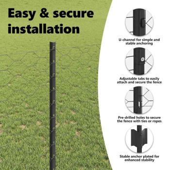 Zaun mit Pfosten Grau 1 x 100 m Stahl und PVC