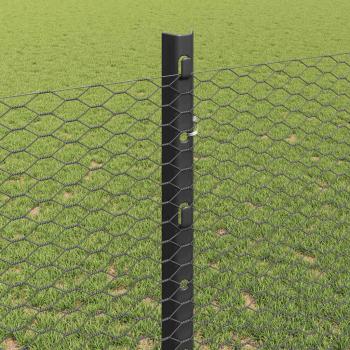Zaun mit Pfosten Grau 1,2 x 100 m Stahl und PVC