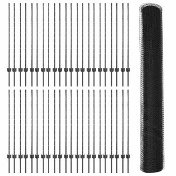 Zaun mit Pfosten Grau 1,2 x 100 m Stahl und PVC