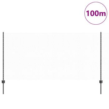 Zaun mit Pfosten Grau 1,2 x 100 m Stahl und PVC
