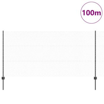 Zaun mit Pfosten Grau 1,2 x 100 m Stahl und PVC