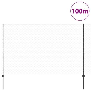 Sechseckzaun mit Pfosten 100 x 1,5 m PVC-beschichteter Stahl