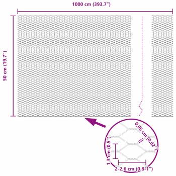 Zaun mit Pfosten Silber 0,5 x 10 m Stahl