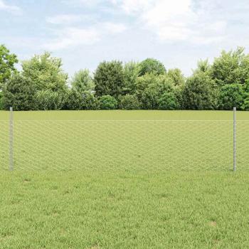 ARDEBO.de - Zaun mit Pfosten Silber 0,5 x 10 m Stahl