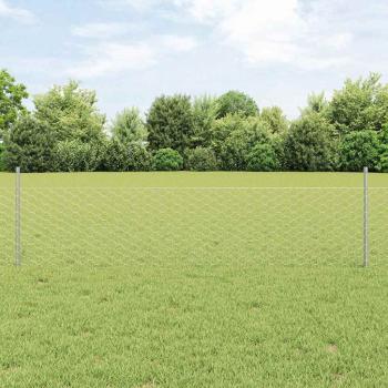 ARDEBO.de - Sechseckzaun mit Pfosten 10 x 0,5 m Verzinkter Stahl Silber
