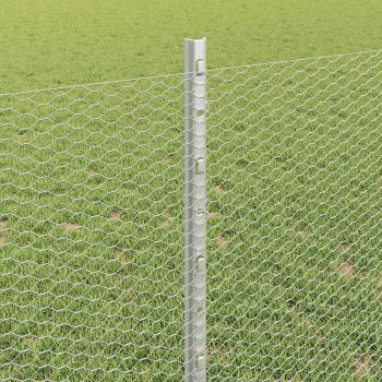 Sechseckzaun mit Pfosten 10 x 0,8 m Verzinkter Stahl Silber