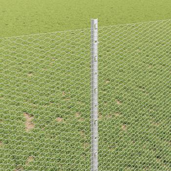 Sechseckzaun mit Pfosten 10 x 1 m Verzinkter Stahl Silber Netz