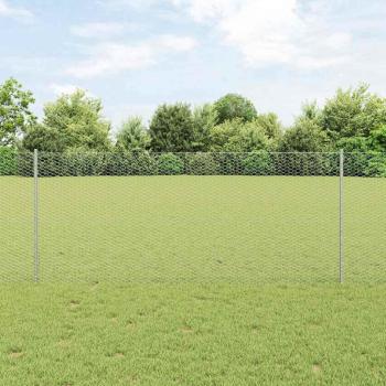 ARDEBO.de - Sechseckzaun mit Pfosten 10 x 1 m Verzinkter Stahl Silber Netz